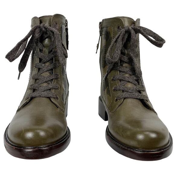 NWOB Sundance Trask Women's Brett Lace Up Combat Boots in Olive Camo, Size 6 - Picture 5 of 13